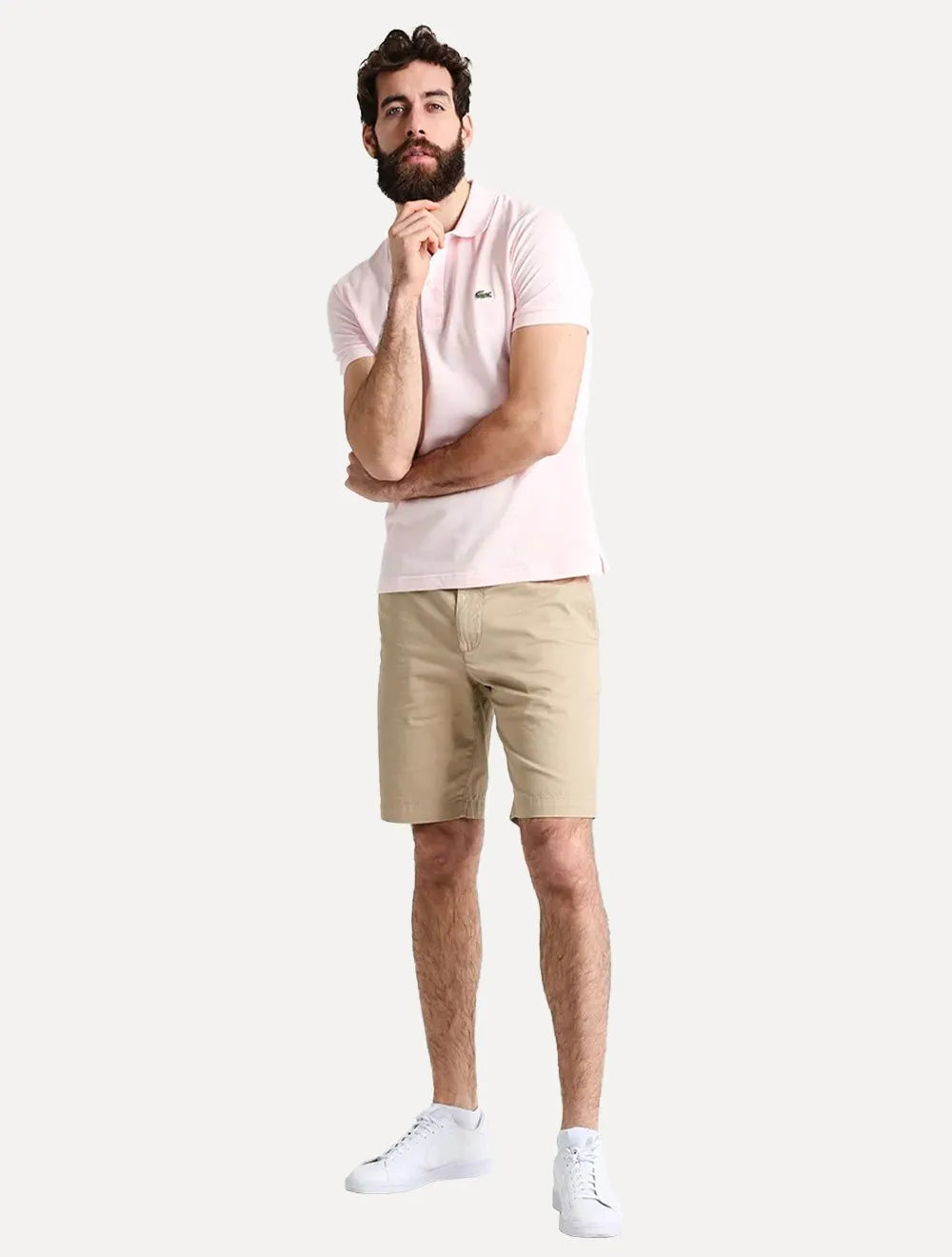 Polo Lacoste Masculina Slim Fit Classic Rosa Claro