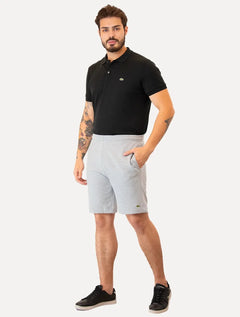 Bermuda Lacoste Masculina Moletom Basica Lisa Cinza Mescla