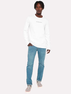 Camiseta Calvin Klein Masculina Manga Longa Institutional New Logo Branca