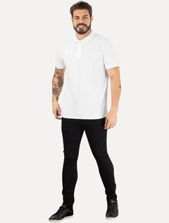 Polo Aramis Masculina Piquet Lisa 3D Rubber Logo Branca