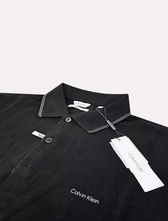 Polo Calvin Klein Masculina Piquet Regular Básica Friso Preta
