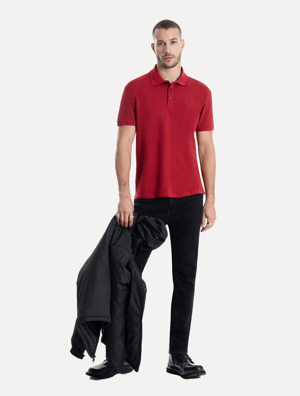 Polo Ellus Masculina Piquet Classic Easa Melange Vermelho Escuro