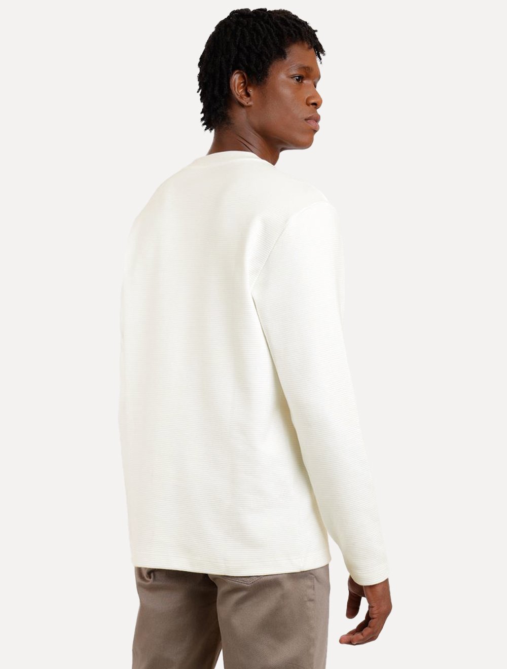 Blusa Aramis Masculina Regular Suedine Canelado Off-White