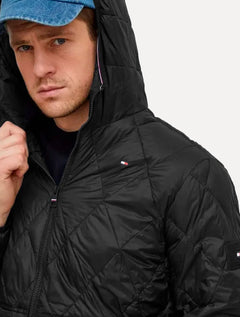 Jaqueta Tommy Hilfiger Masculina Hooded Quilted Preta