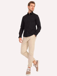 Camisa Calvin Klein Masculina Slim Fit New CKJ Logo Preta