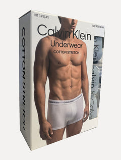 Cuecas Calvin Klein Low Rise Trunk Print Brancas Pack 3UN