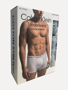 Cuecas Calvin Klein Low Rise Trunk Print Brancas Pack 3UN