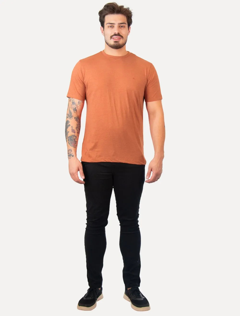 Camiseta Aramis Masculina Basic Lisa Mono Icon Terracota Mescla