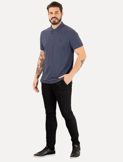 Polo Dudalina Piquet Essentials Cotton Basica Modal Azul Marinho