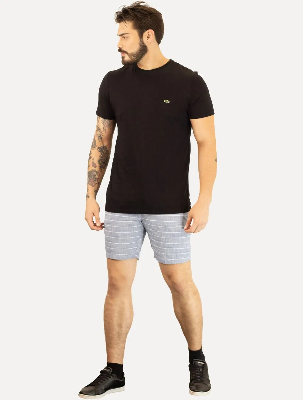Bermuda Calvin Klein Masculina Elástico Listras Azul Mescla