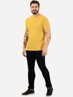 Camiseta Aramis Masculina Basic Lisa Mono Icon Mostarda