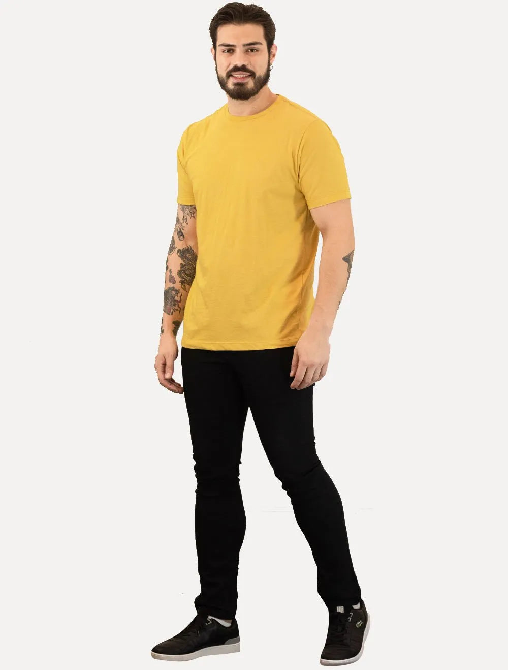 Camiseta Aramis Masculina Basic Lisa Mono Icon Mostarda