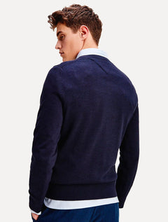 Suéter Tommy Hilfiger Masculino Signature V-Neck Azul Marinho