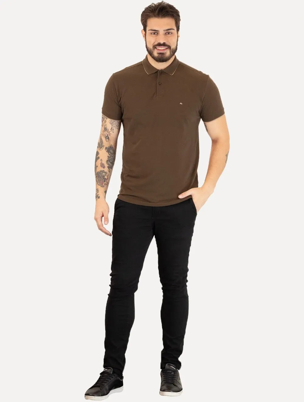 Polo Aramis Masculina Piquet Inner Frieze Marrom