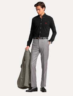 Camisa Ralph Lauren Masculina Slim Fit Stretch Oxford Red Logo Preta