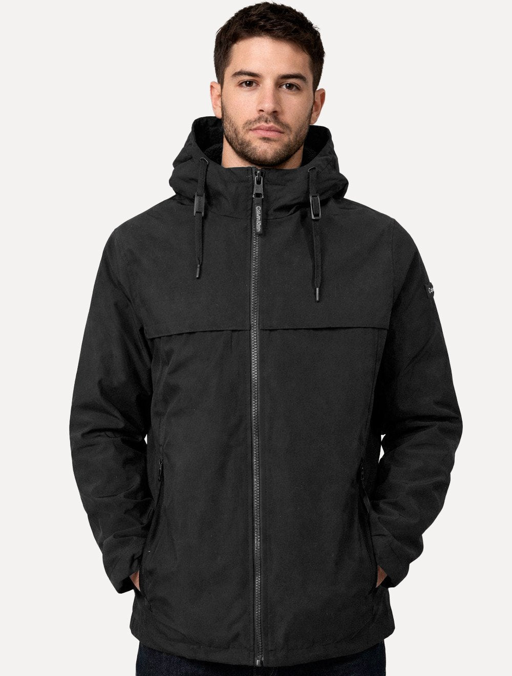 Jaqueta Calvin Klein Masculina Nylon Hoodie Windbreaker Preta
