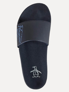 Chinelo Original Penguin Masculino Slide Lateral Lettering Azul Marinho