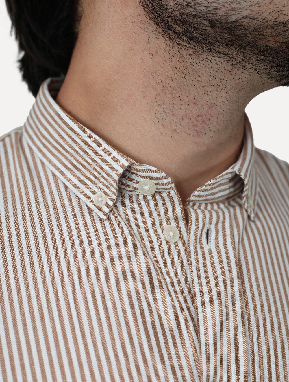 Camisa Tommy Jeans Masculina Slim Striped Oxford Cáqui