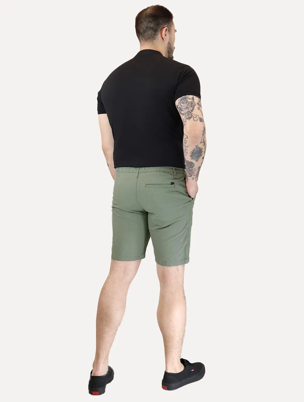 Bermuda Aramis Masculina Chino Cotton Sarja Cadarço Verde Mescla
