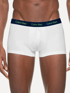 Cuecas Calvin Klein Low Rise Trunk Blue Print Branca/ Mescla Pack 3UN
