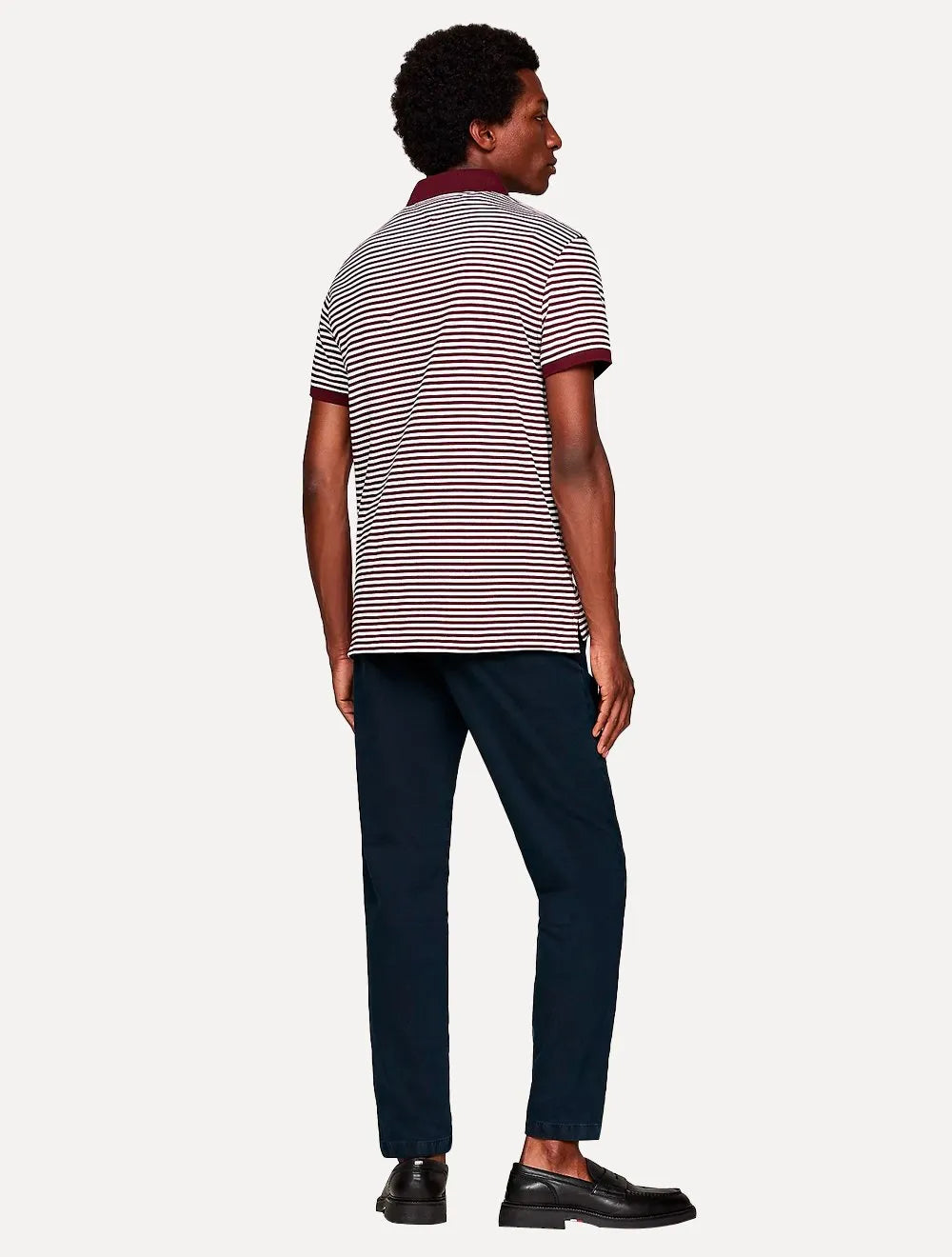 Polo Tommy Hilfiger Masculina Regular Piquet 1985 Striped Bordô