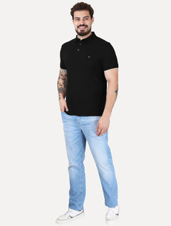 Polo Tommy Hilfiger Masculina Slim Piquet 1985 Preta