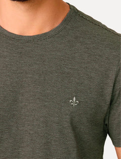 Camiseta Dudalina Masculina Crewneck Listrada Verde