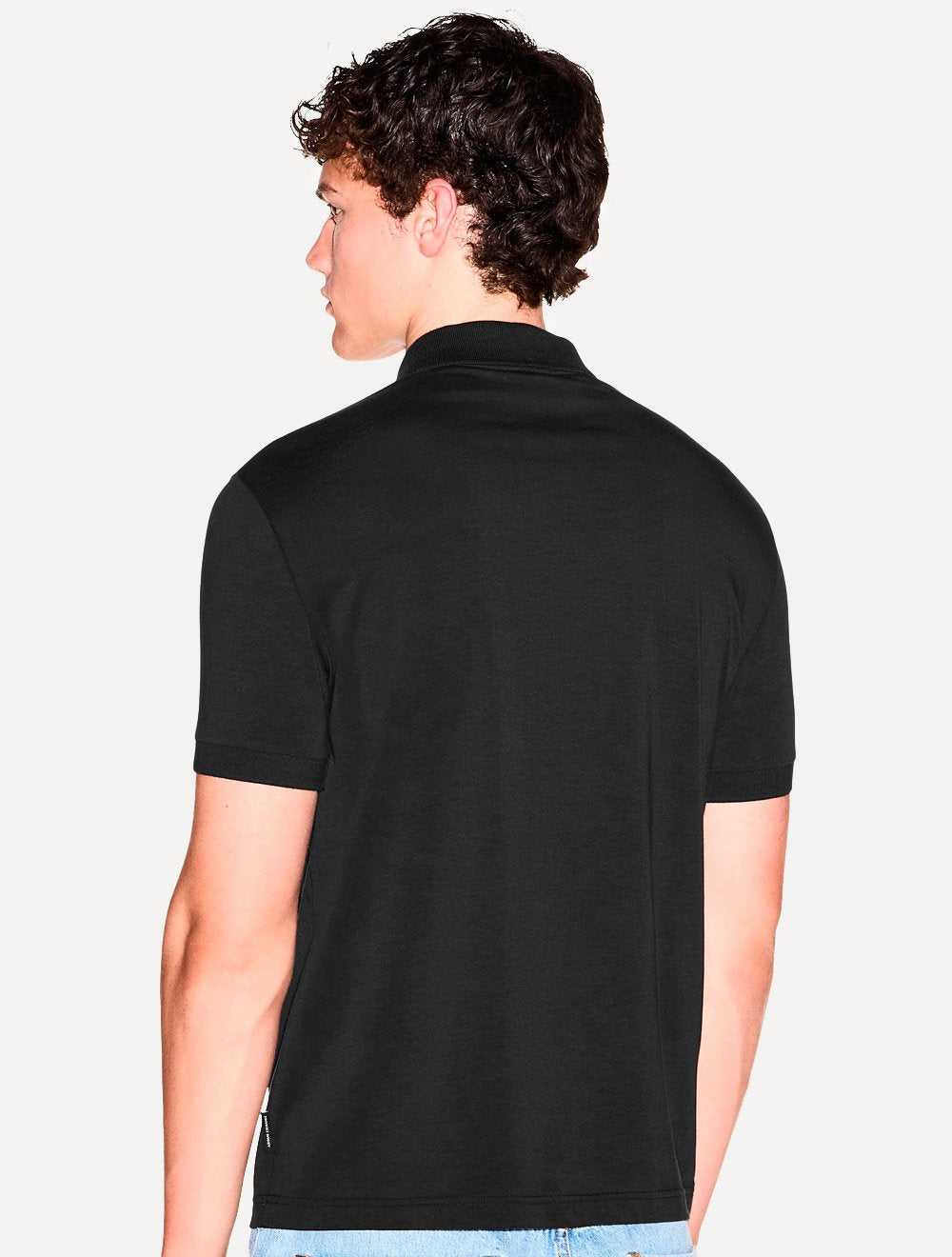 Camisa Polo Armani Exchange Slim Fit Malha de Algodão Half Zip Preta