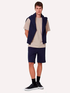 Bermuda John John Masculina Moletom Embossed Logo Azul Marinho