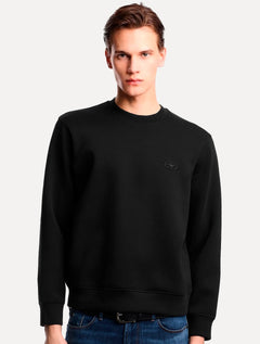 Blusa Moletom Emporio Armani Masculina Essential EA Logo Embroidery Preta