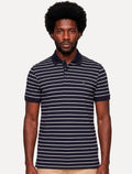 Polo Tommy Hilfiger Masculina Regular Piquet 1985 Listrada Azul/Branco