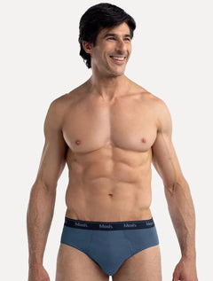 Cueca Mash Slip Cotton Basic Azul Médio/ Marinho/ Índigo Pack 3UN