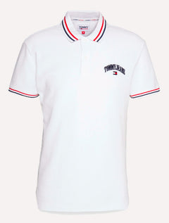 Polo Tommy Jeans Masculina Piquet Regular Graphic Tipped Branca