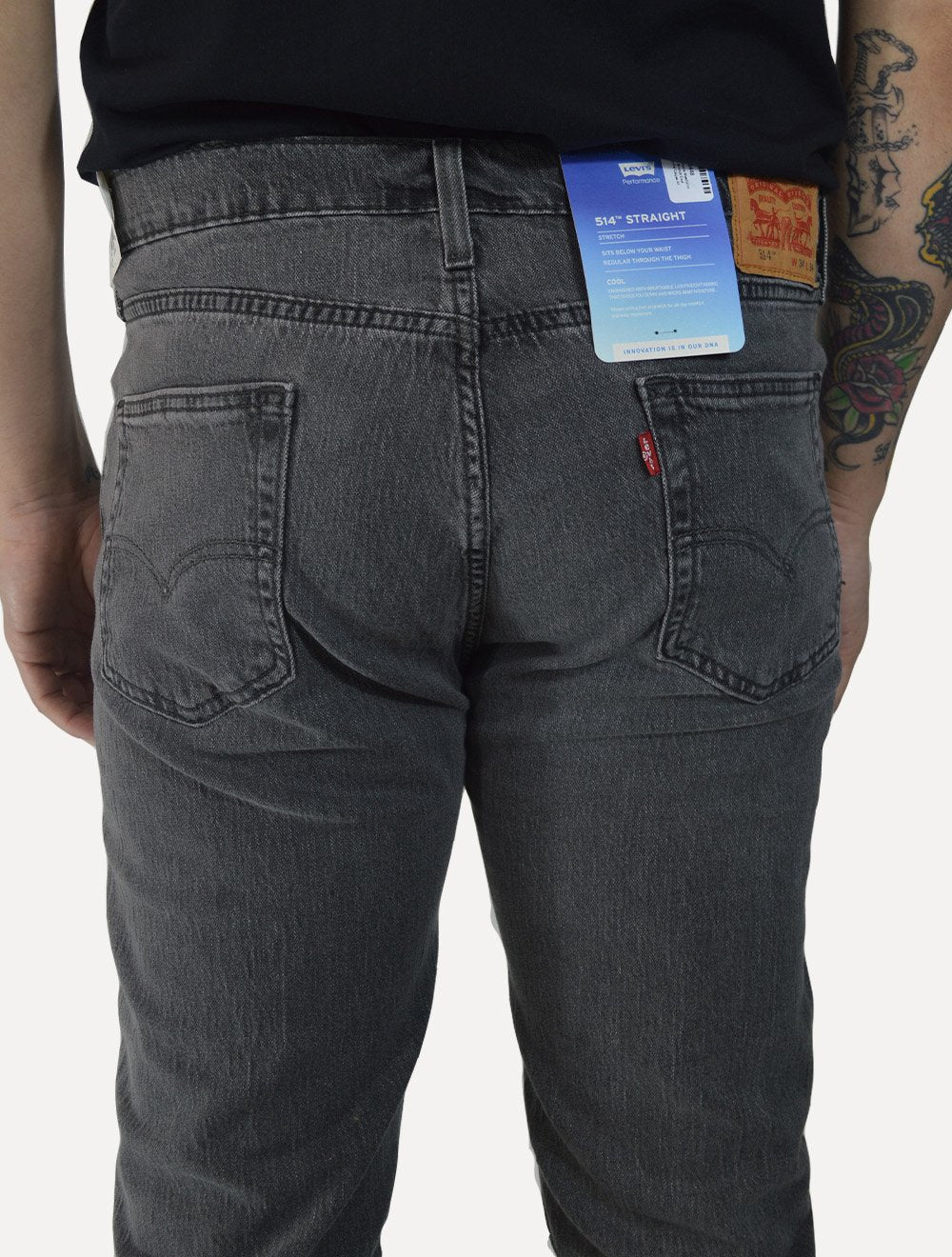 Calça Levis Jeans Masculina 514 Straight Stretch Cool Cinza