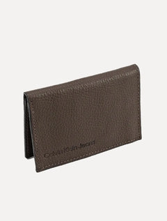 Carteira Calvin Klein Jeans Porta Cartão Couro Floater Queima Logo Marrom
