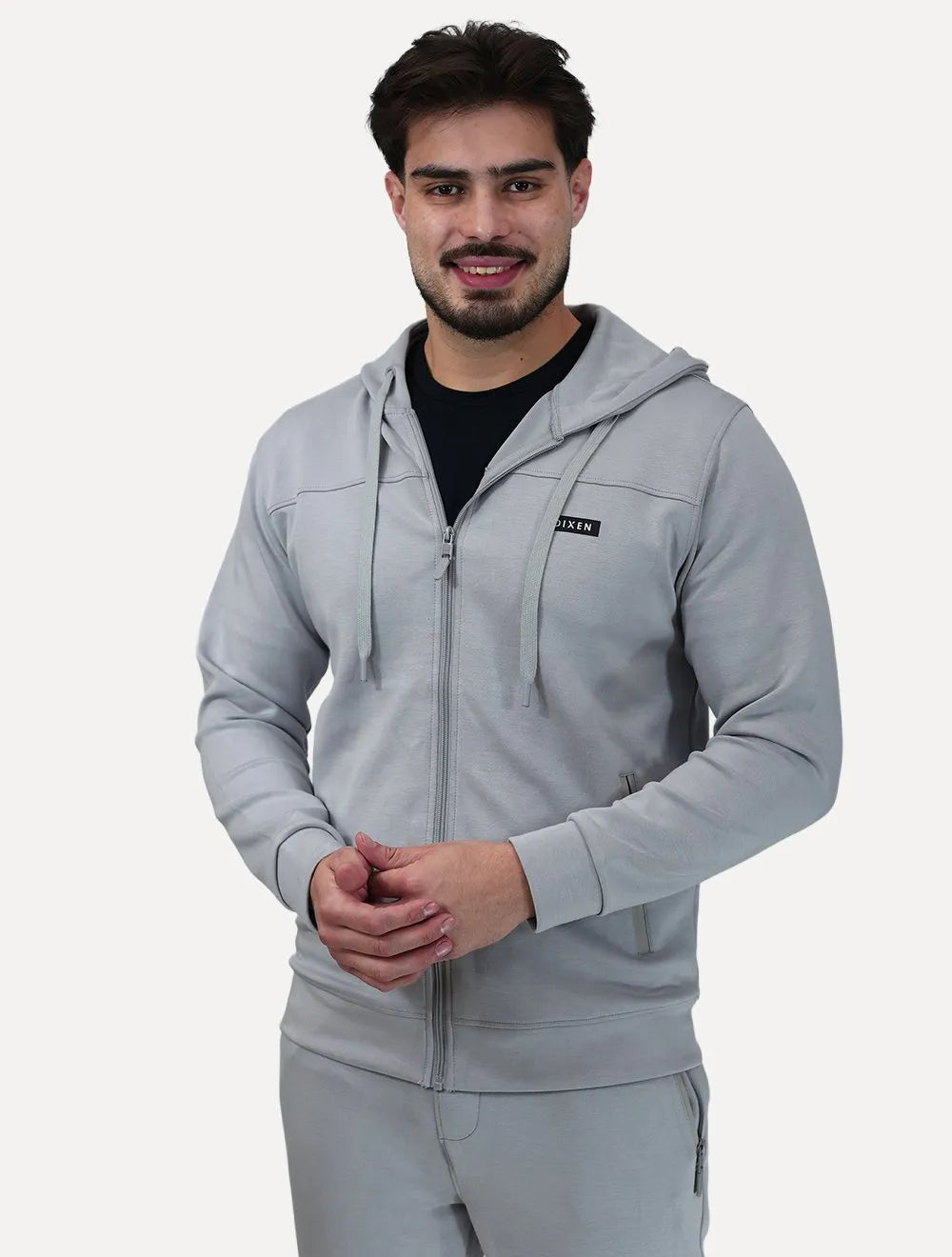 Conjunto Dixen Agasalho Moletom Jaqueta com Zíper Frontal Cinza