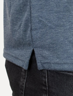 Polo Dixen Masculina Piquet Gola Lisa Azul Marinho Mescla