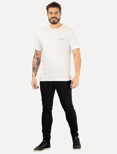 Camiseta Tommy Jeans Masculina Classic Linear Chest Off-White