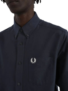 Camisa Fred Perry Masculina Oxford Pocket Light Logo Azul Marinho
