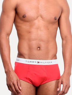 Cueca Tommy Hilfiger Cotton Stretch Brief Vermelha/ Marinho/ Branca Pack 3UN