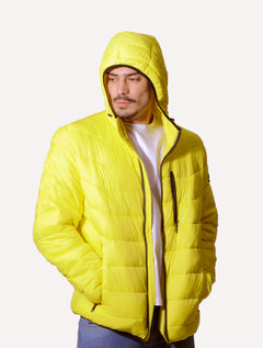 Jaqueta Victory Eagle Masculina Nylon Hoodie Puffer Amarela