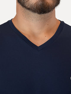 Camiseta Lacoste Masculina Jersey Pima Cotton Gola V Azul Marinho