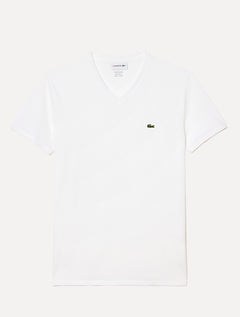 Camiseta Lacoste Masculina Jersey Pima Cotton Gola V Branca