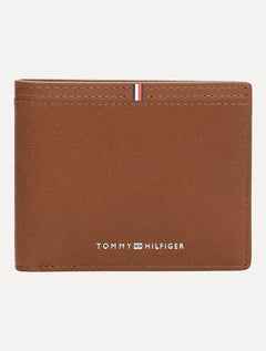 Carteira Tommy Hilfiger Masculina Couro Central Mini Flag Marrom