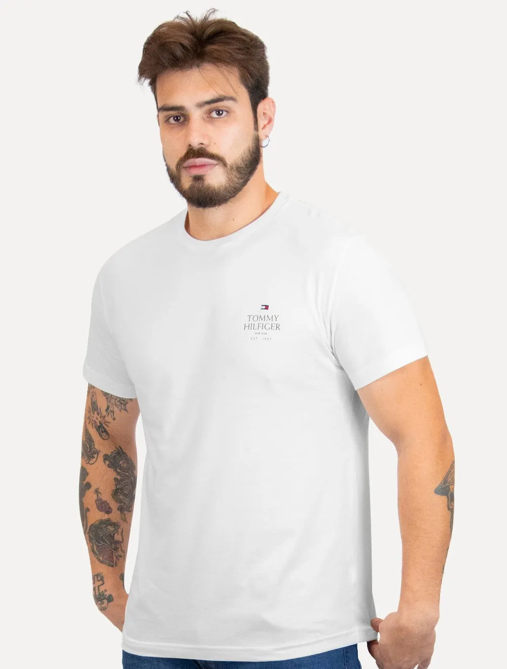 Camiseta Tommy Hilfiger Masculina Stack Brand Love Branca