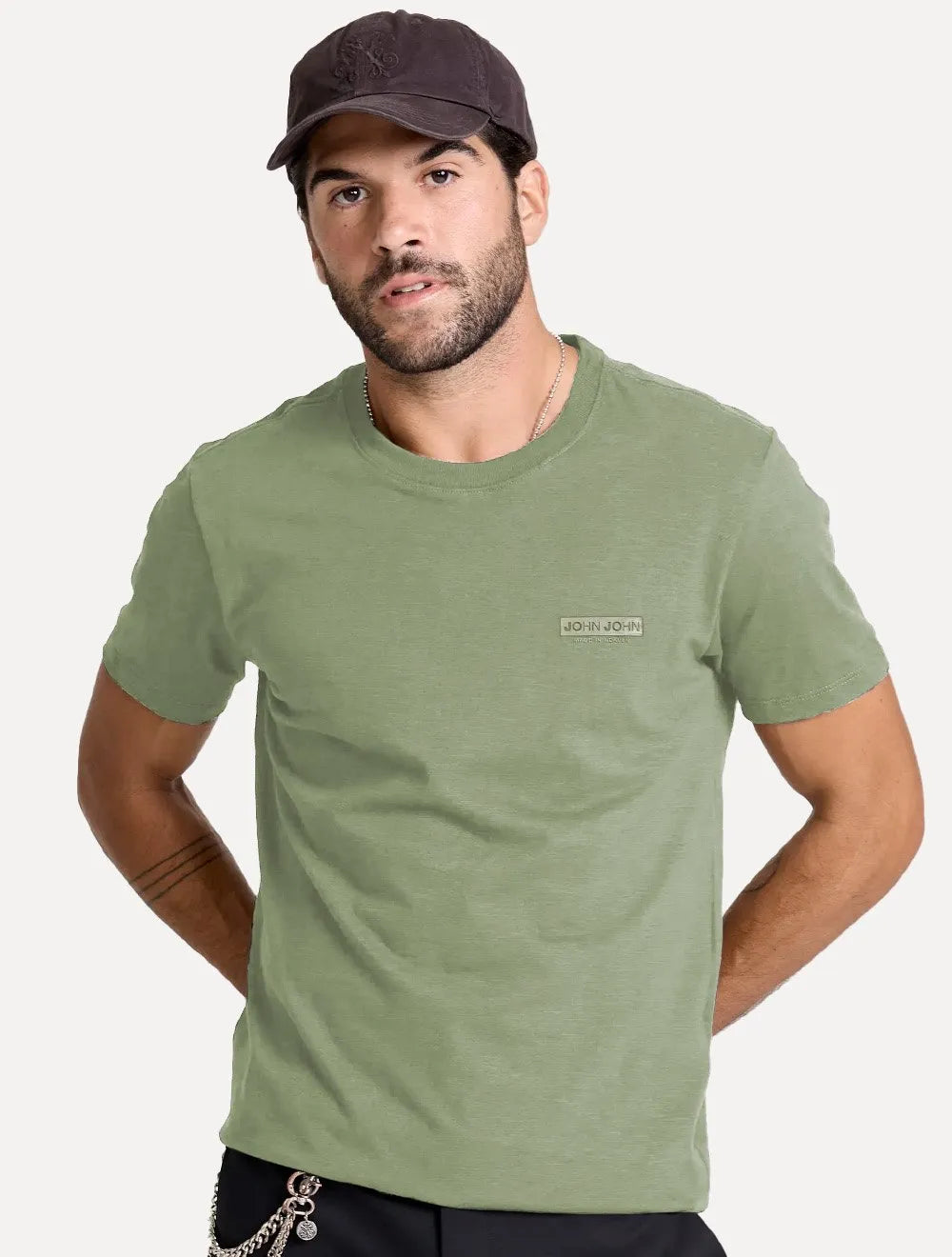 Camiseta John John Slim Fit Flame Verde Mescla
