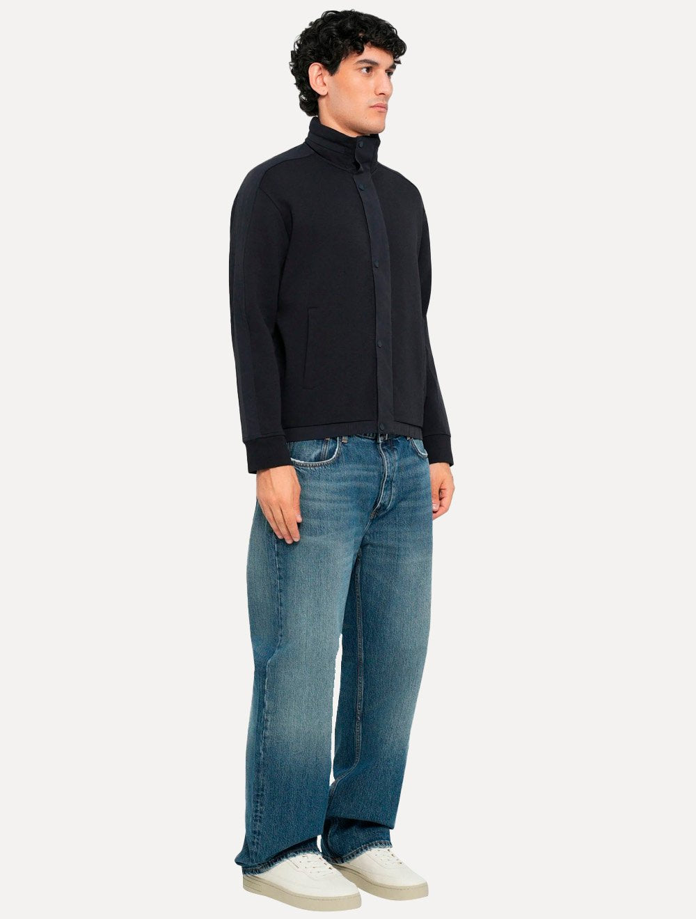 Jaqueta Moletom Armani Exchange Masculina Button Full-Zip Azul Marinho