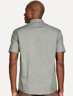 Camisa Aramis Masculina Manga Curta Regular Mini Xadrez Verde/Cinza