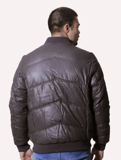 Jaqueta Victory Eagle Masculina PU Leather Bomber Zip Grafite Marrom