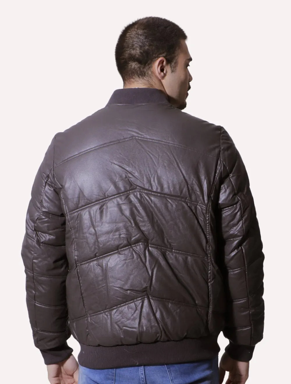 Jaqueta Victory Eagle Masculina PU Leather Bomber Zip Grafite Marrom